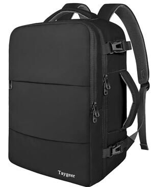 Travel Backpack, Carry On Backpack with Shoe Pouch, Weekender Daypack- Black